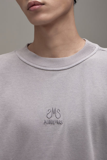 LIGHT GRAY MONDEPARS LOGO T-SHIRT