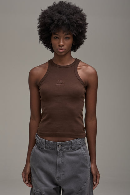 MONDEPARS LOGO TANK TOP BROWN