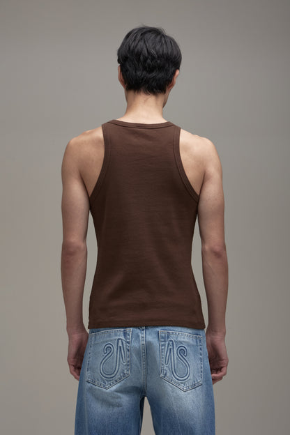 MONDEPARS LOGO TANK TOP BROWN