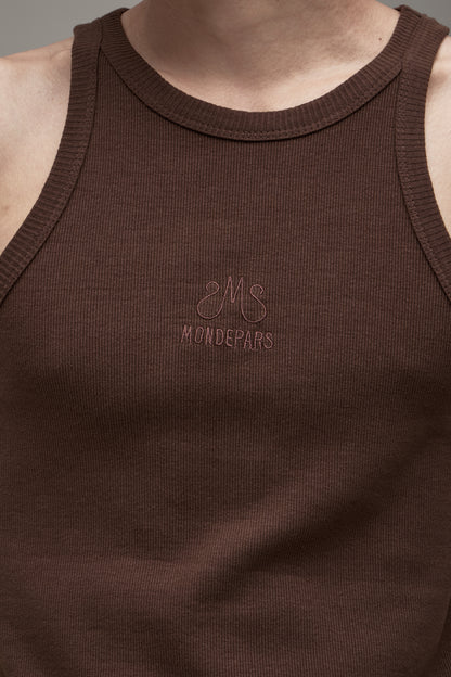 MONDEPARS LOGO TANK TOP BROWN